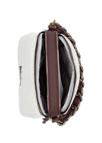 Naisten pieni olkalaukku - valkoinen teddykarva