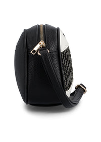 Naisten olkalaukku - valko-musta, säädettävä olkahihna