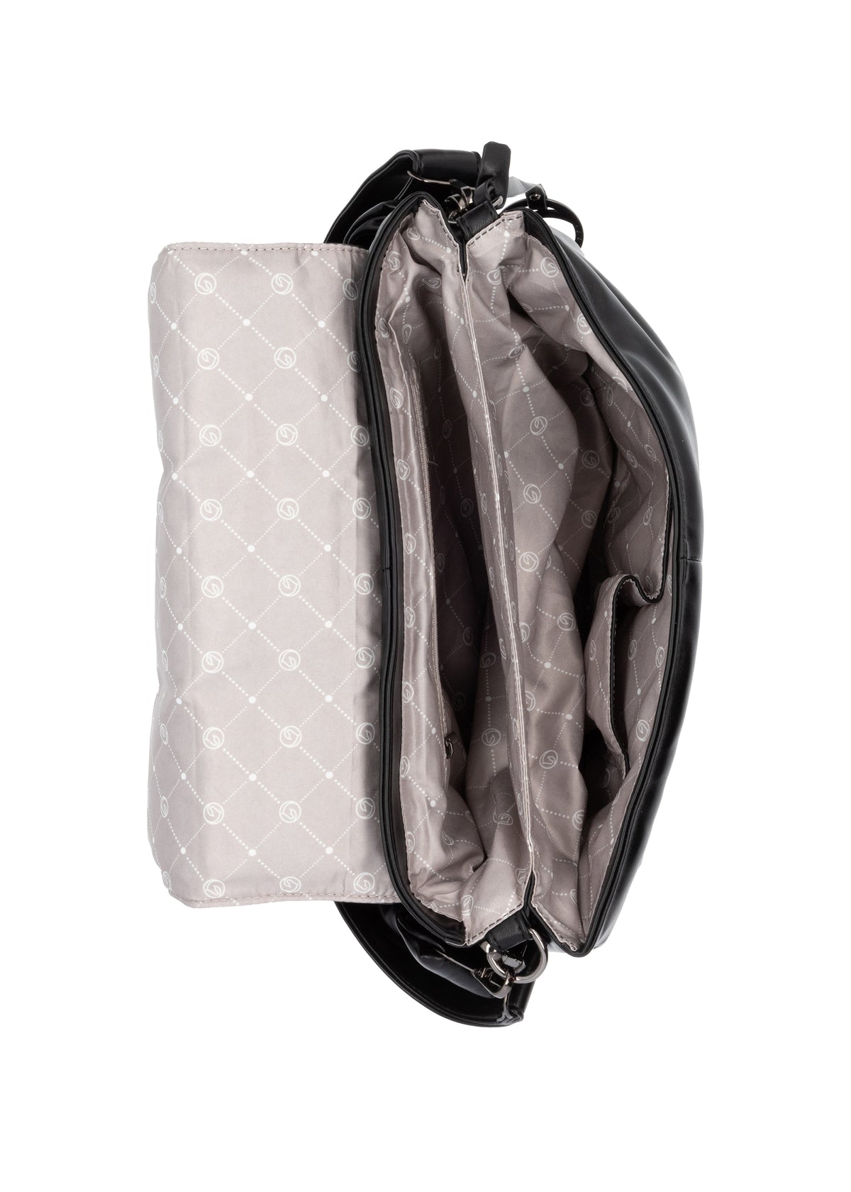 Naisten olkalaukku - musta tikkitoppa