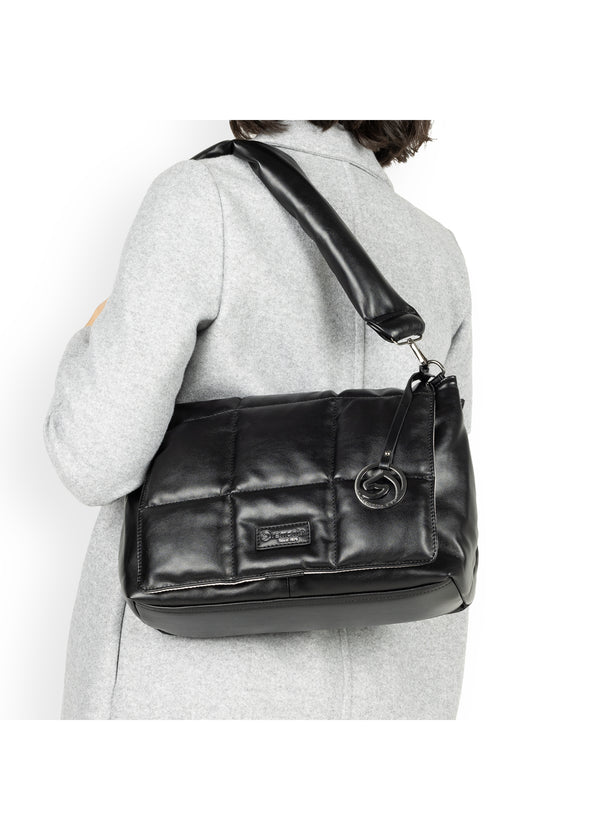 Damaxelväska - svart quiltad topp