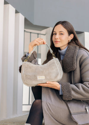 Women's small bag - light faux fur