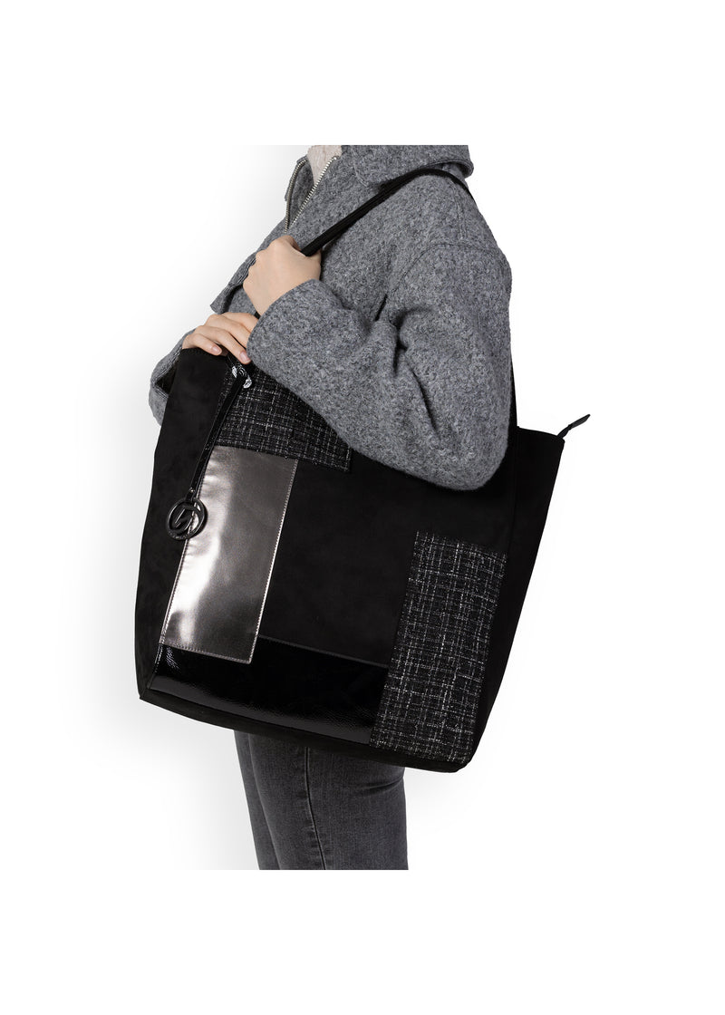 Women's large shoulder bag - black shopper