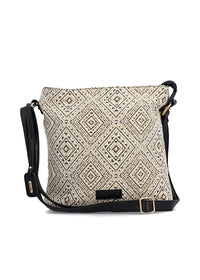 Naisten olkalaukku - vaalea kuvioitu tekstiili