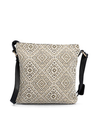 Naisten olkalaukku - vaalea kuvioitu tekstiili