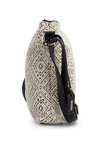 Naisten olkalaukku - vaalea kuvioitu tekstiili