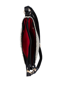 Naisten olkalaukku - vaalea kuvioitu tekstiili