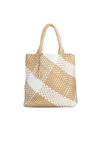 Naisten käsilaukku - kulta-valkoinen punos