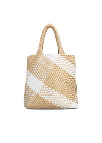 Naisten käsilaukku - kulta-valkoinen punos