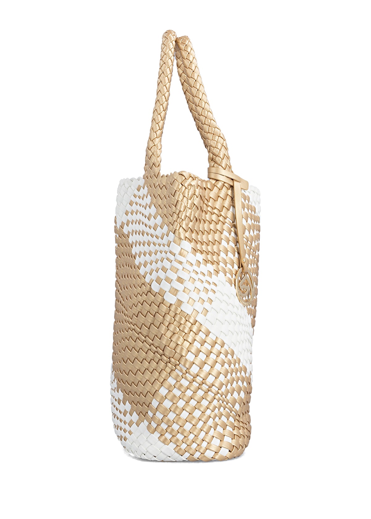 Naisten käsilaukku - kulta-valkoinen punos