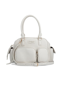 Naisten käsilaukku - kermanvaalea, useita taskuja