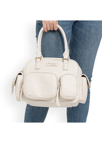 Naisten käsilaukku - kermanvaalea, useita taskuja