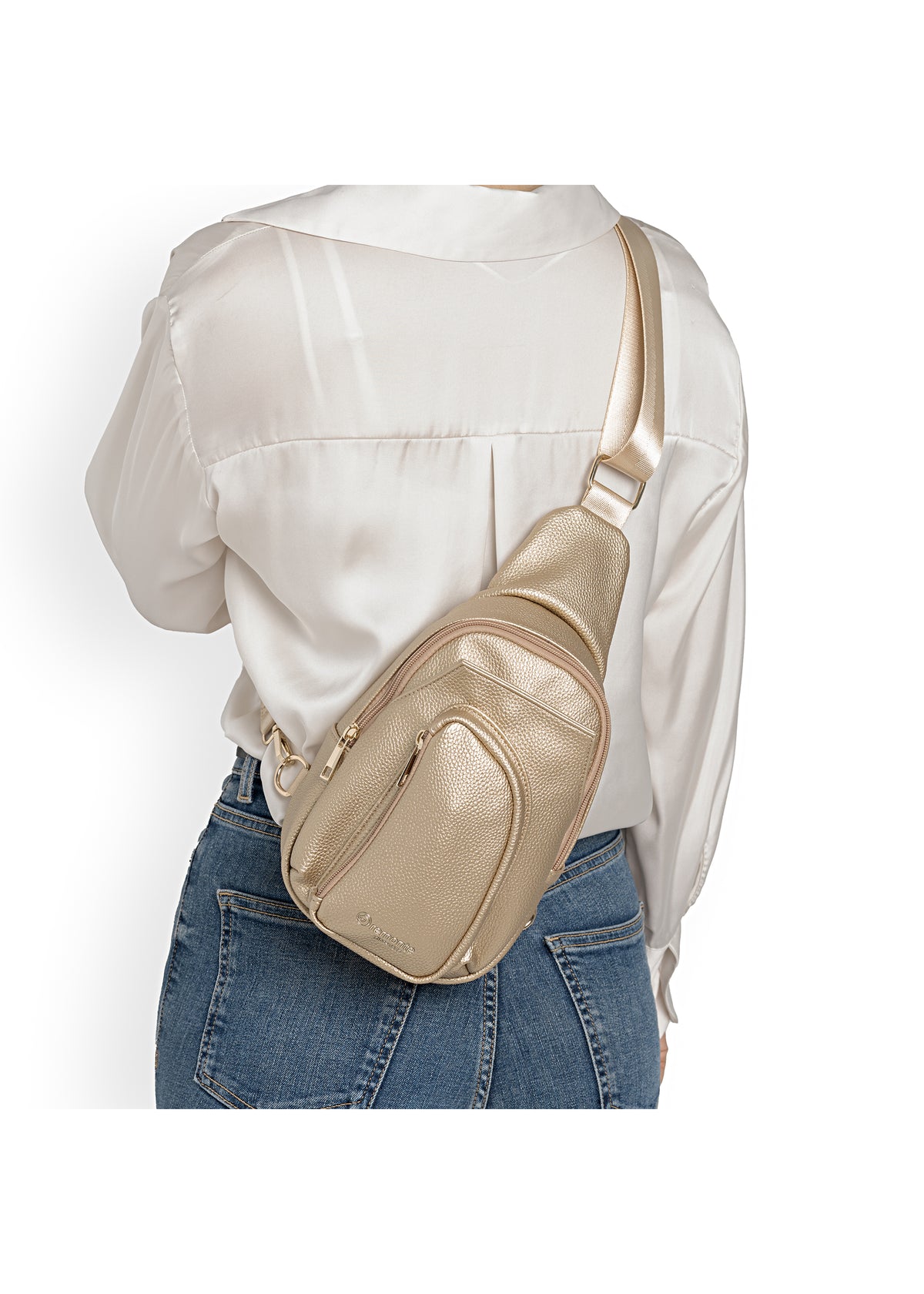 Naisten olkalaukku - kulta, crossbody