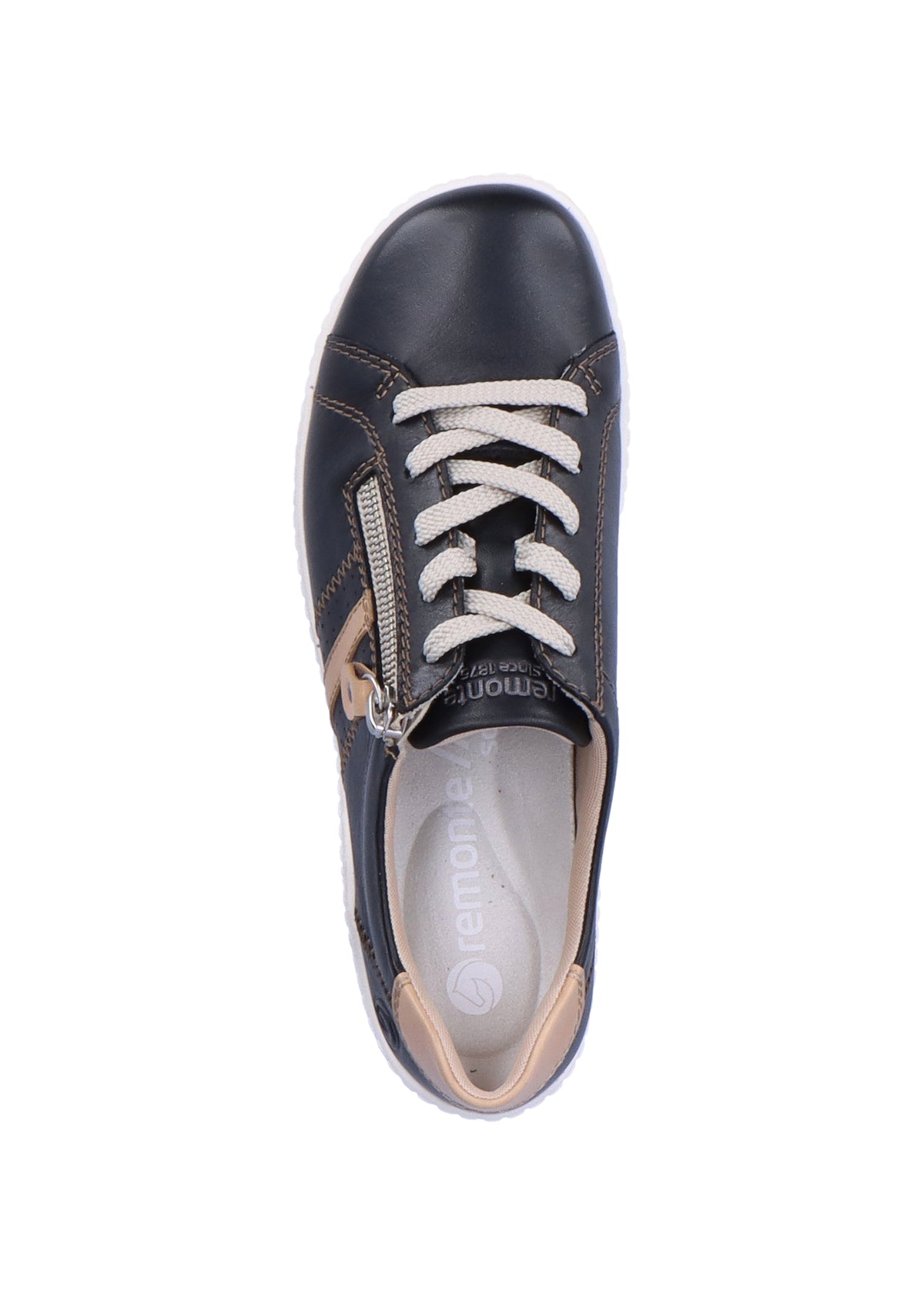 Lace-up Walking Shoes - black, Light brown details