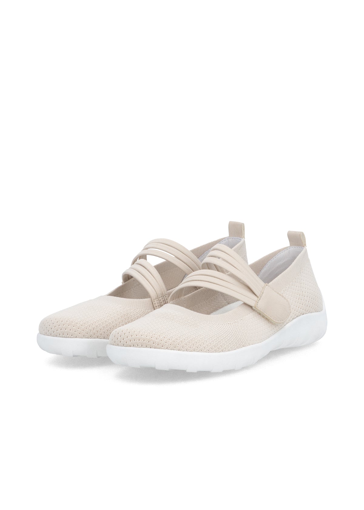 Ballerinat joustavalla tarraremmillä - beige kangas