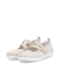 Ballerinat joustavalla tarraremmillä - beige kangas