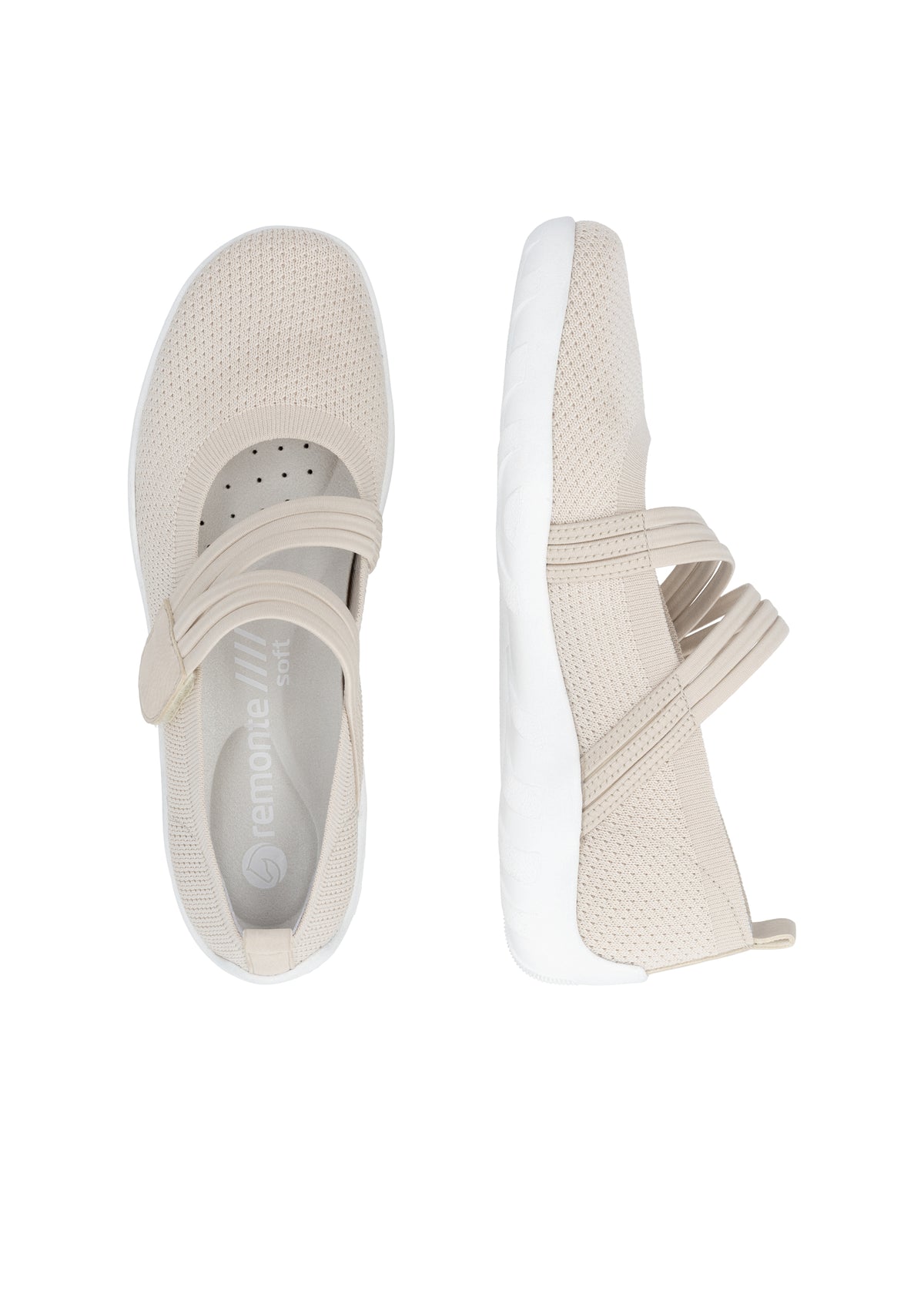 Ballerinat joustavalla tarraremmillä - beige kangas