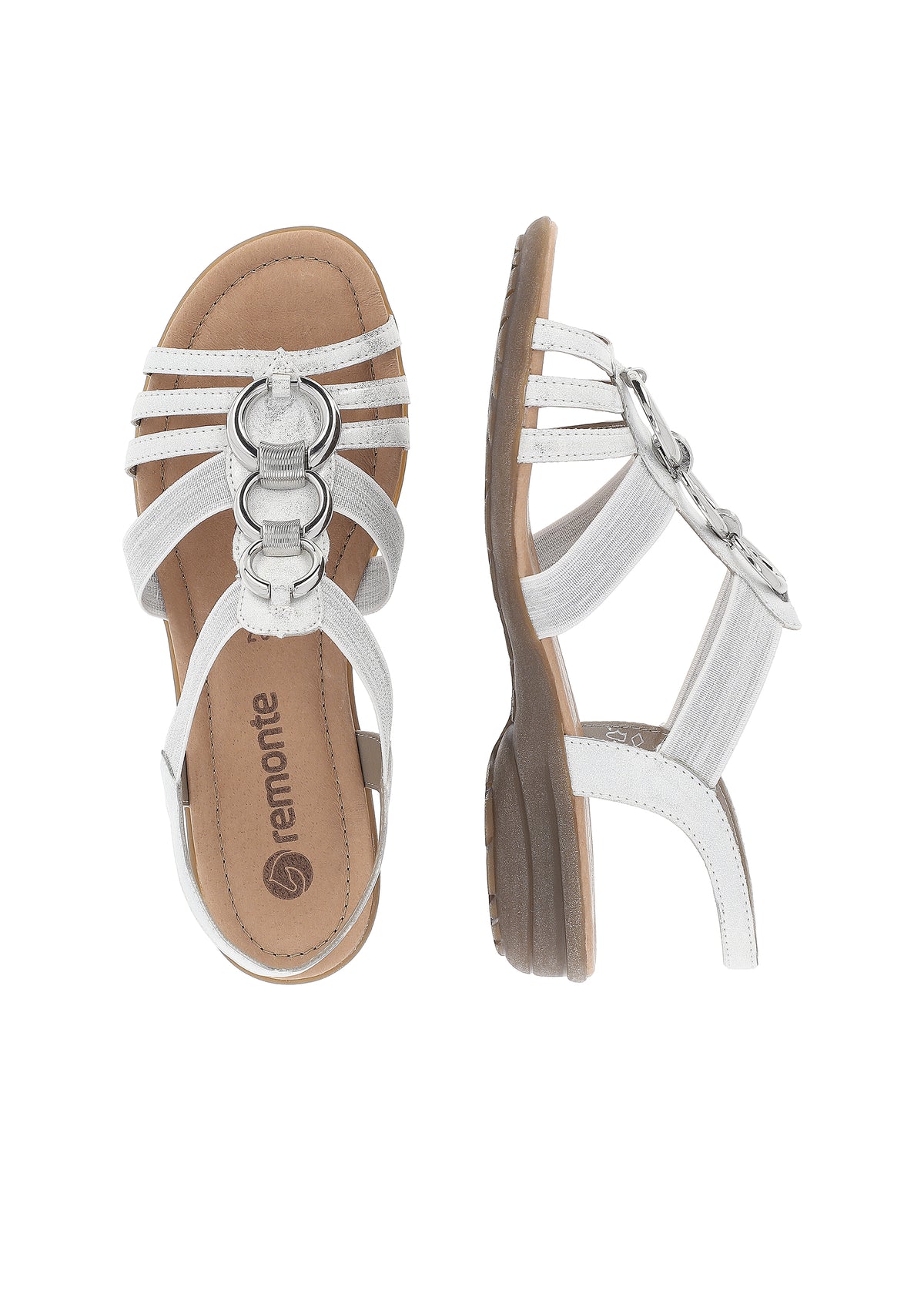 Low thong sandals - white, silver decorations