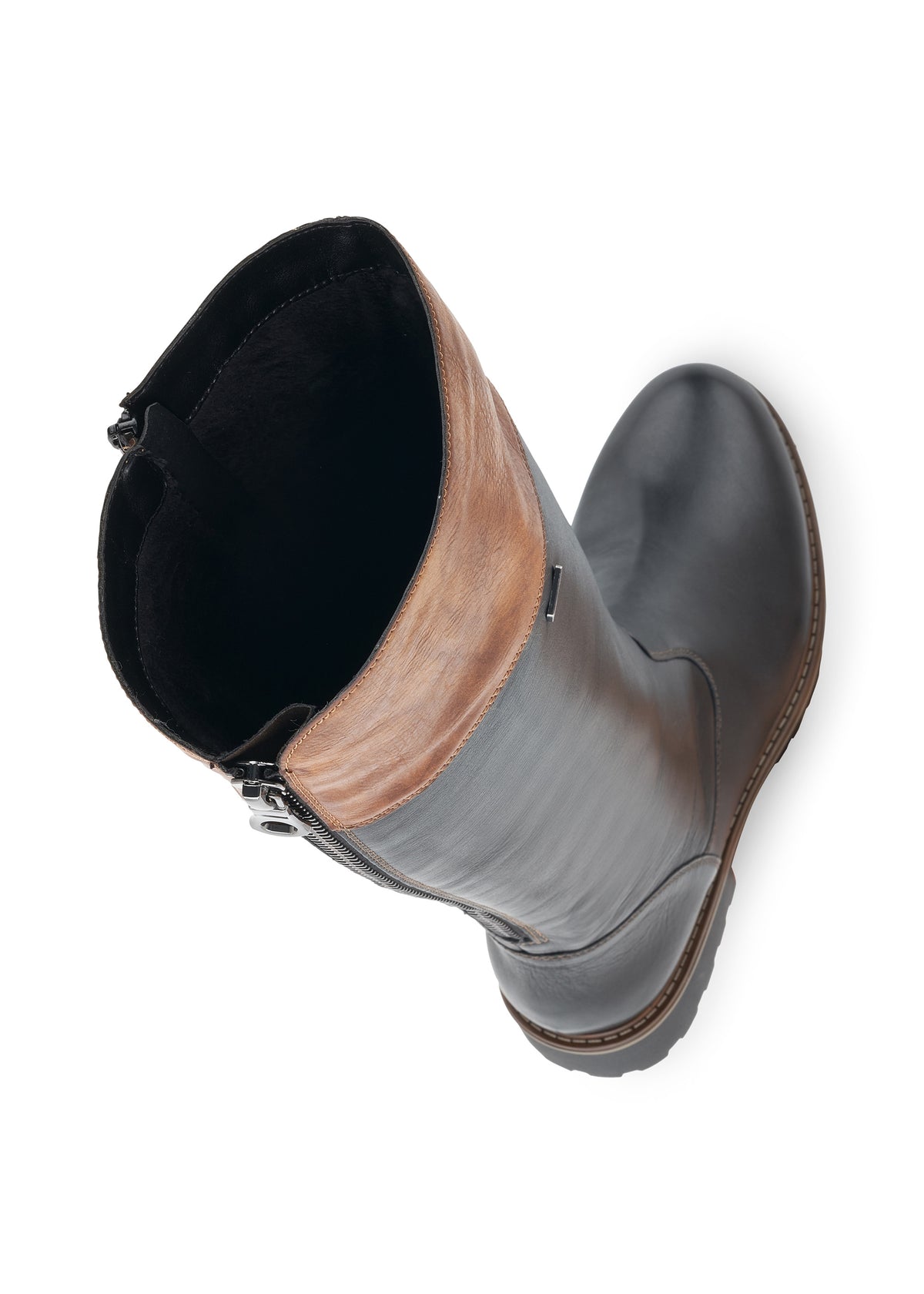 Boots - black, brown upper shaft, adjustable L-XL shaft