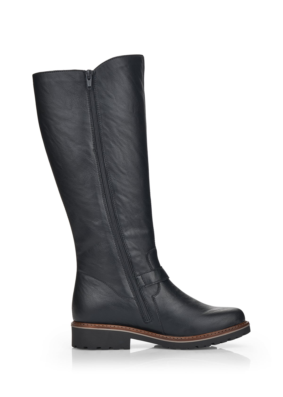 Boots with a warm lining - black, buckle decorations, L-XL shaft