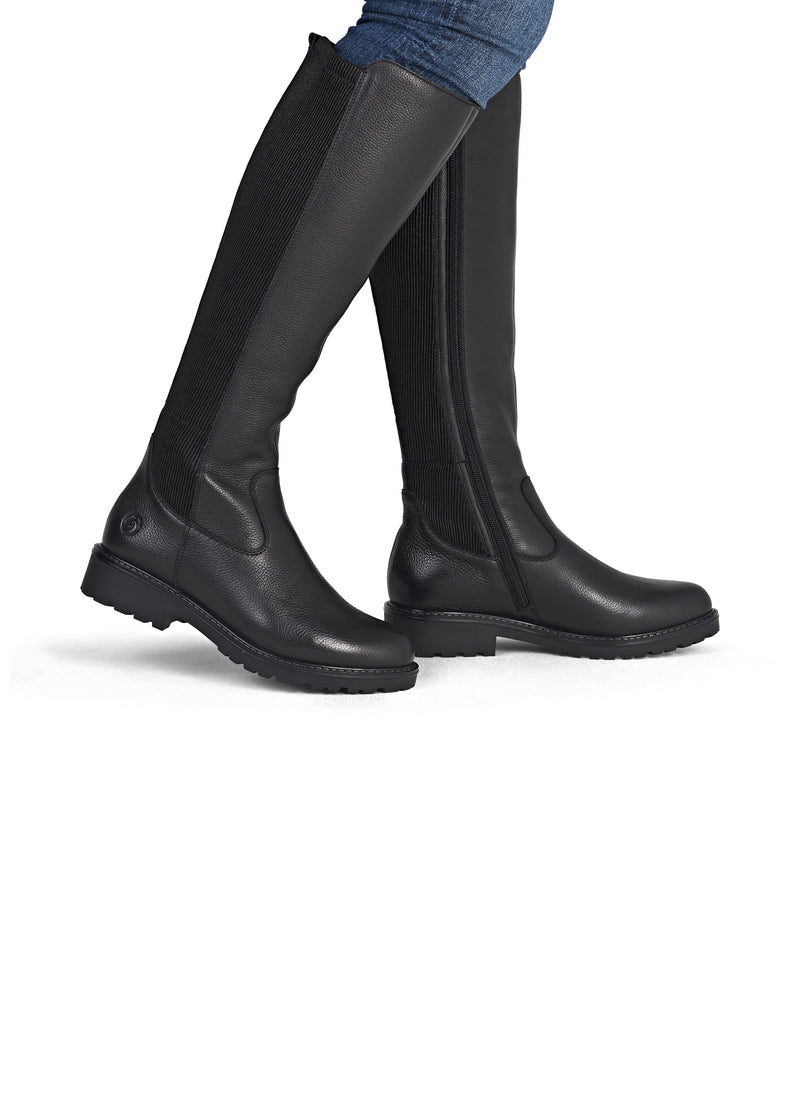 Saappaat - musta nahka, takana joustava kangas, L-XL-varsi