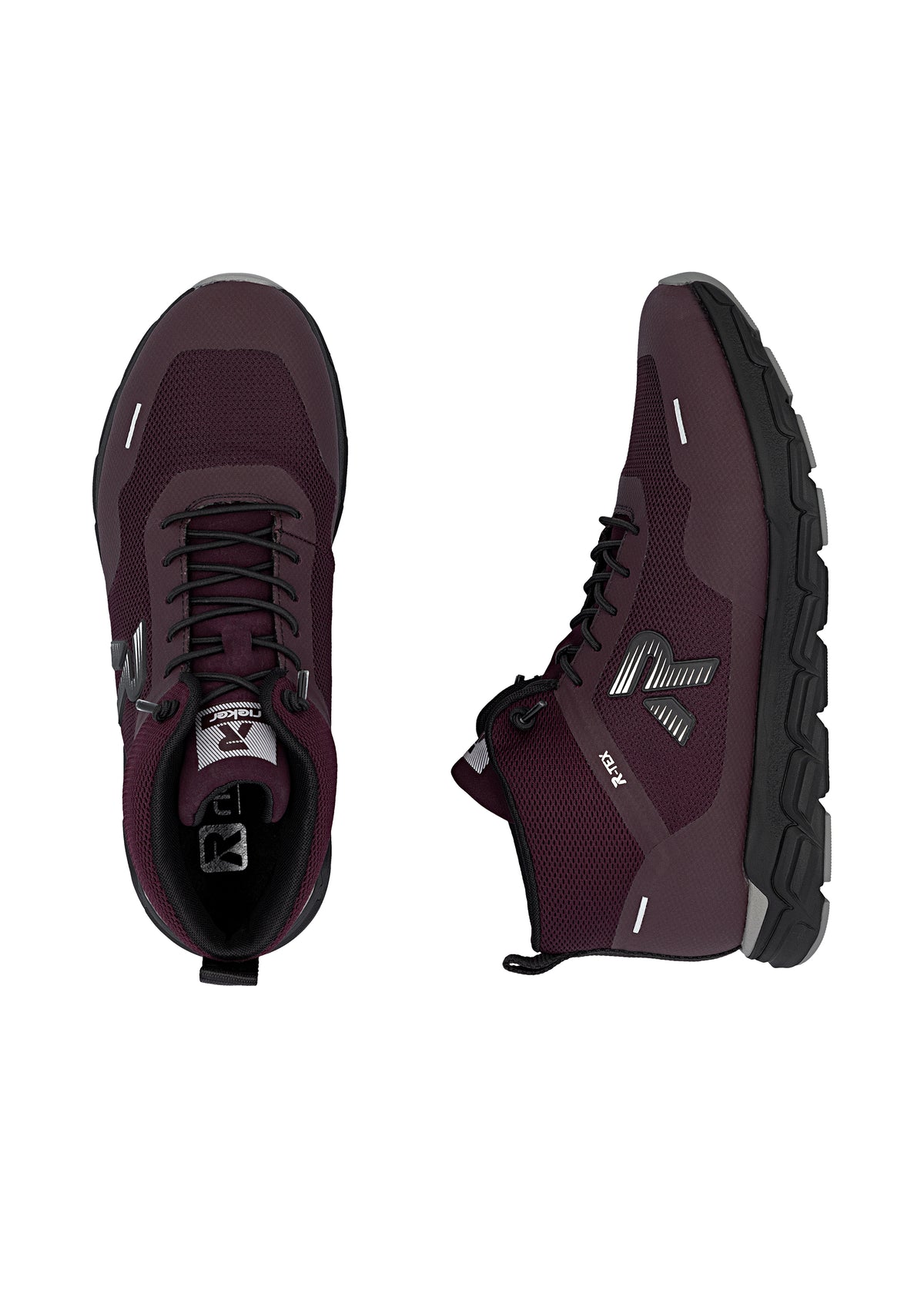 Rennot nilkkurit - tummanpunainen tekstiili, Rieker-TEX