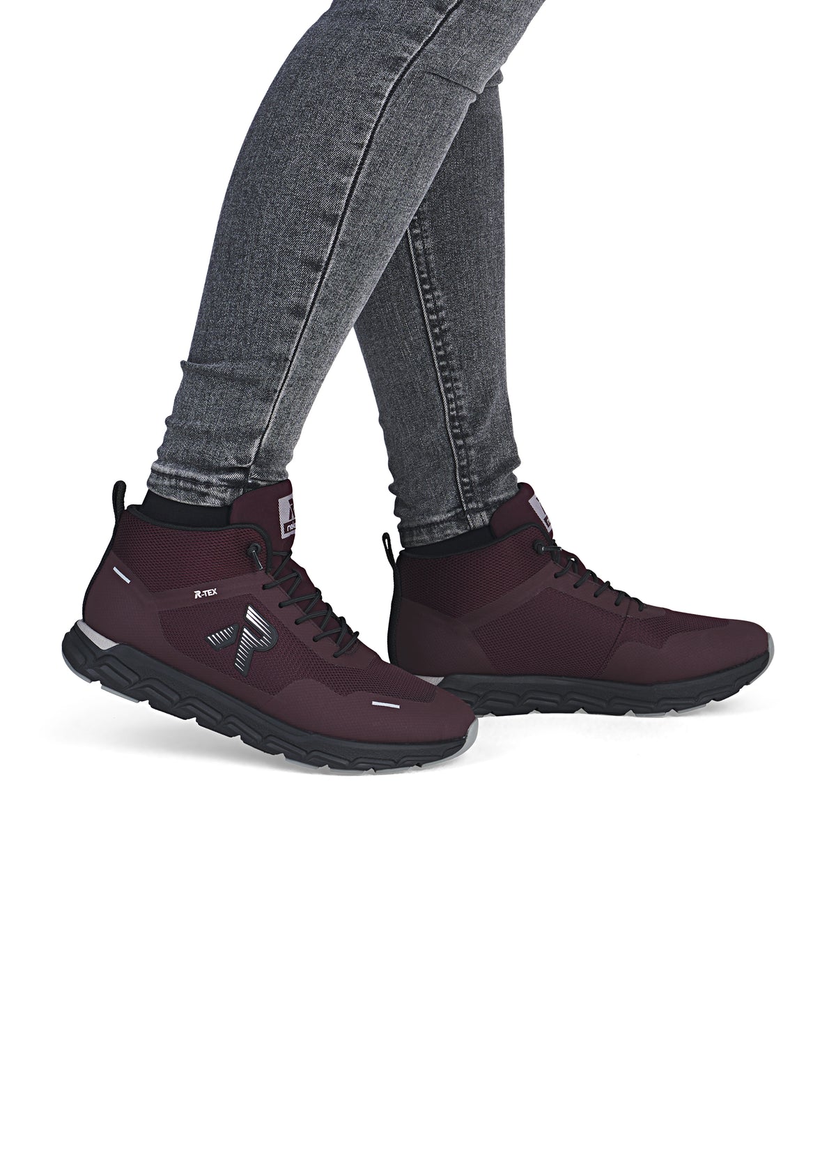 Rennot nilkkurit - tummanpunainen tekstiili, Rieker-TEX