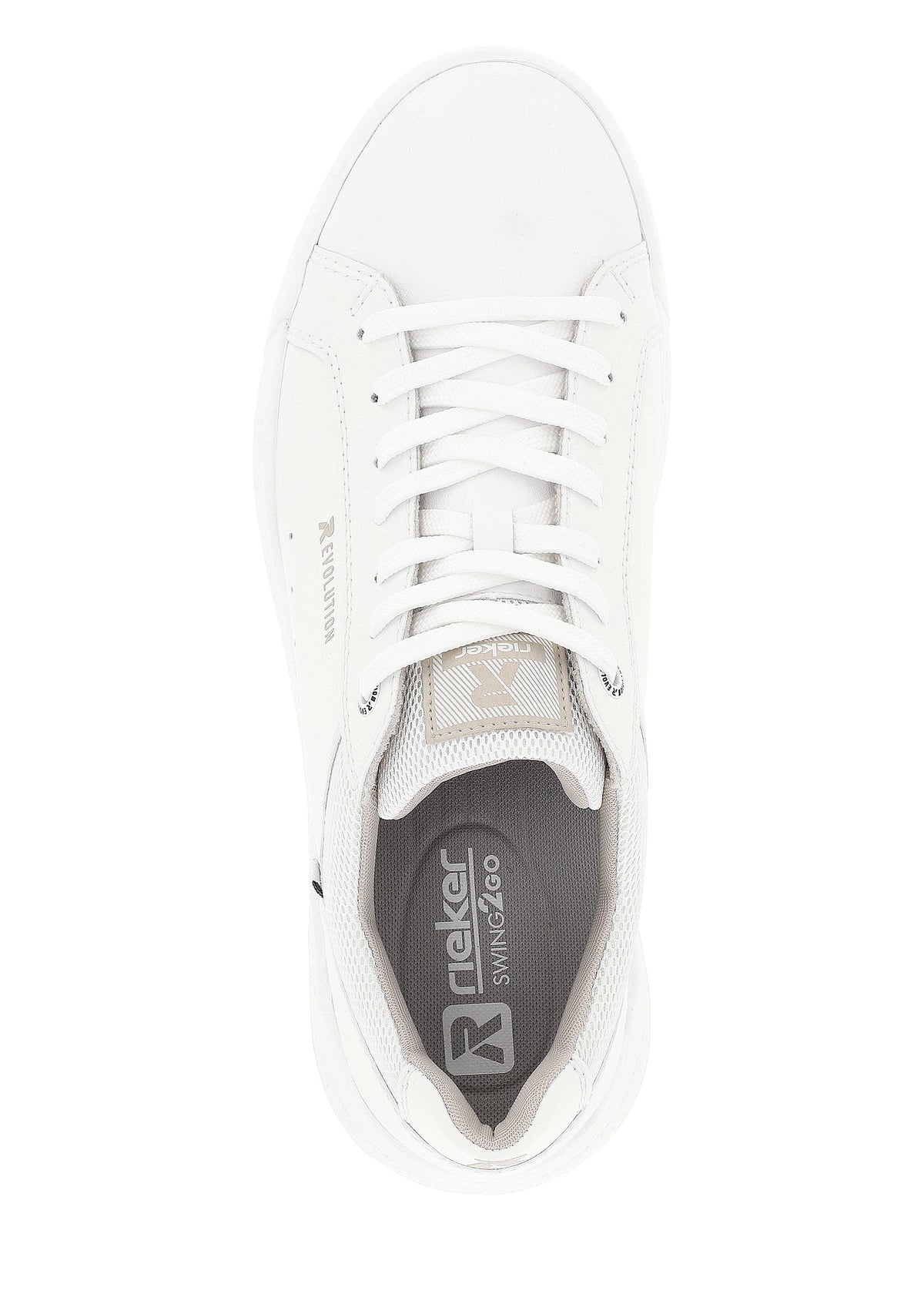 Leather sneakers - white, wider last, Rieker Evolution