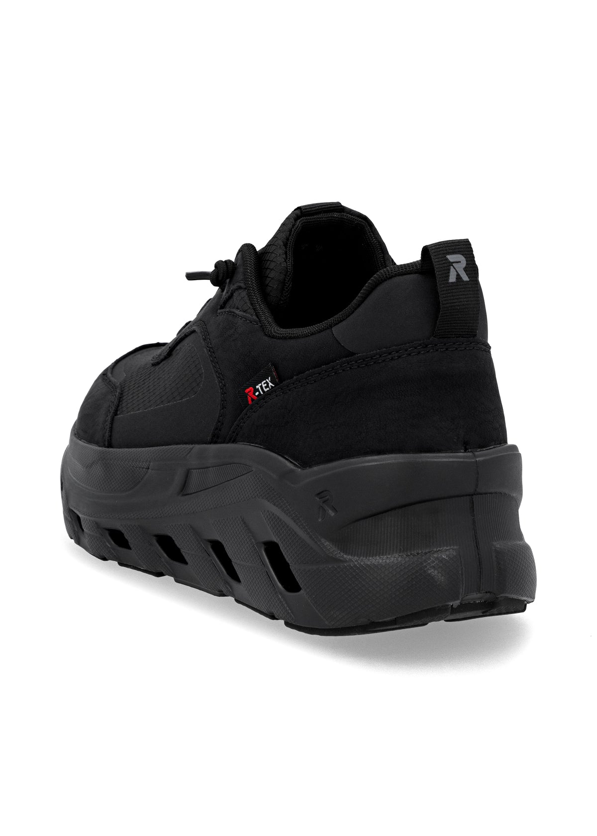 Lenkkarit paksulla pohjalla - musta tekstiili, musta pohja, Rieker-TEX