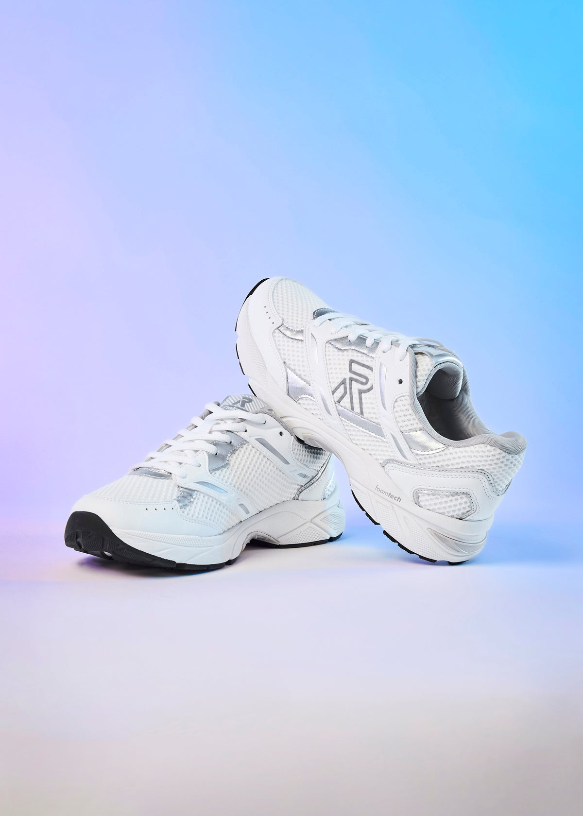 Sneakers - white, gray details, Foamtech