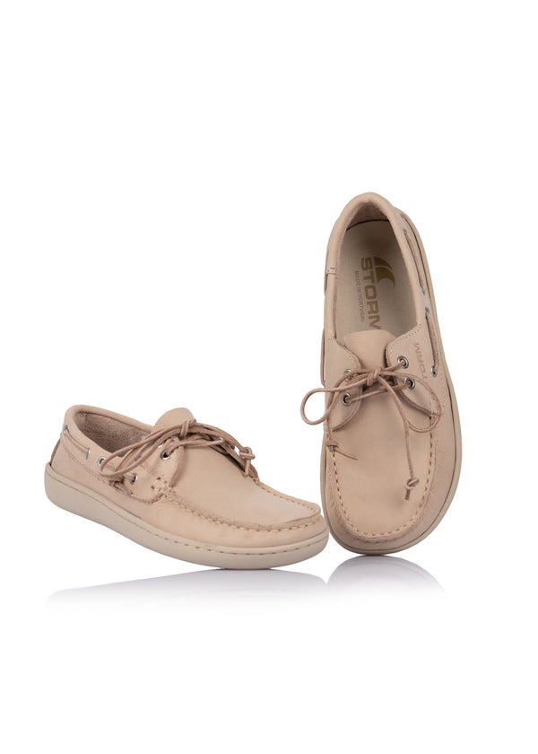 Seglarskor - beige läder, barfotaskor