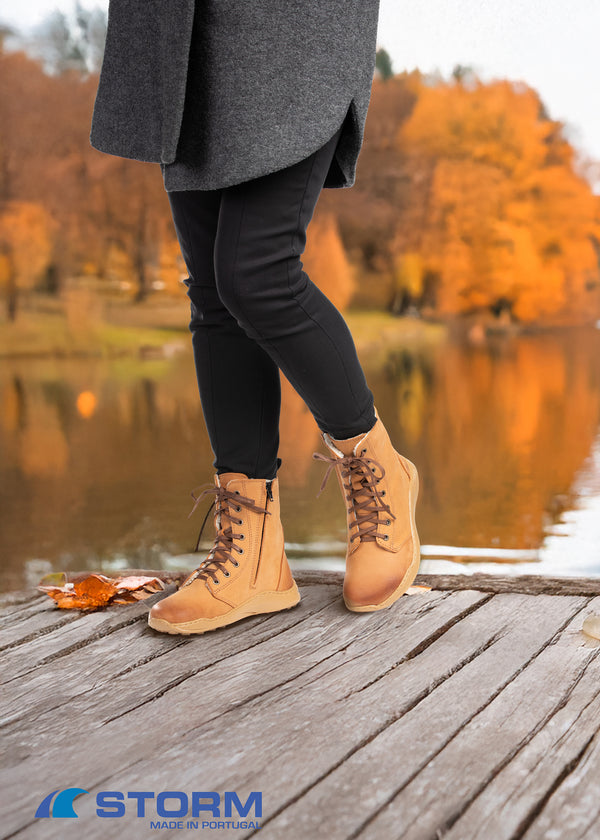 Barefoot shoes - Gale winter shoes, cognac brown leather