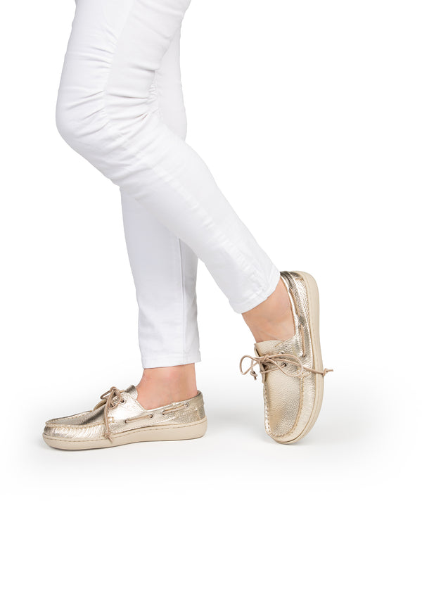 Seglarskor - gyllene läder, barfotaskor