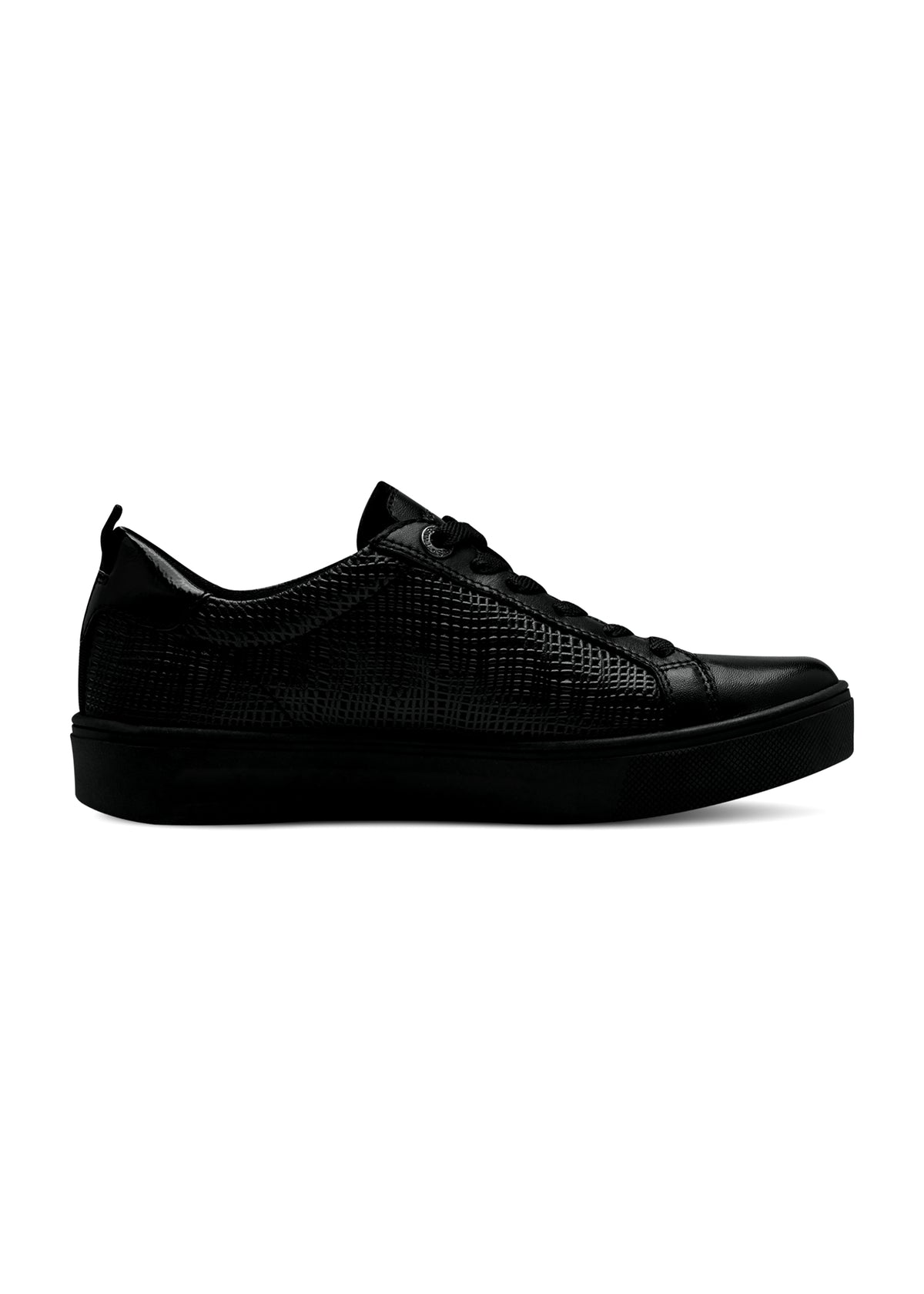Sneakers - black textured leather