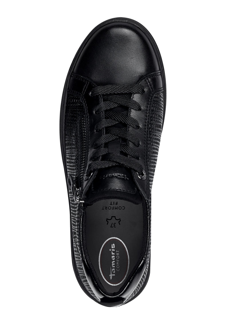 Sneakers - svart texturerat läder