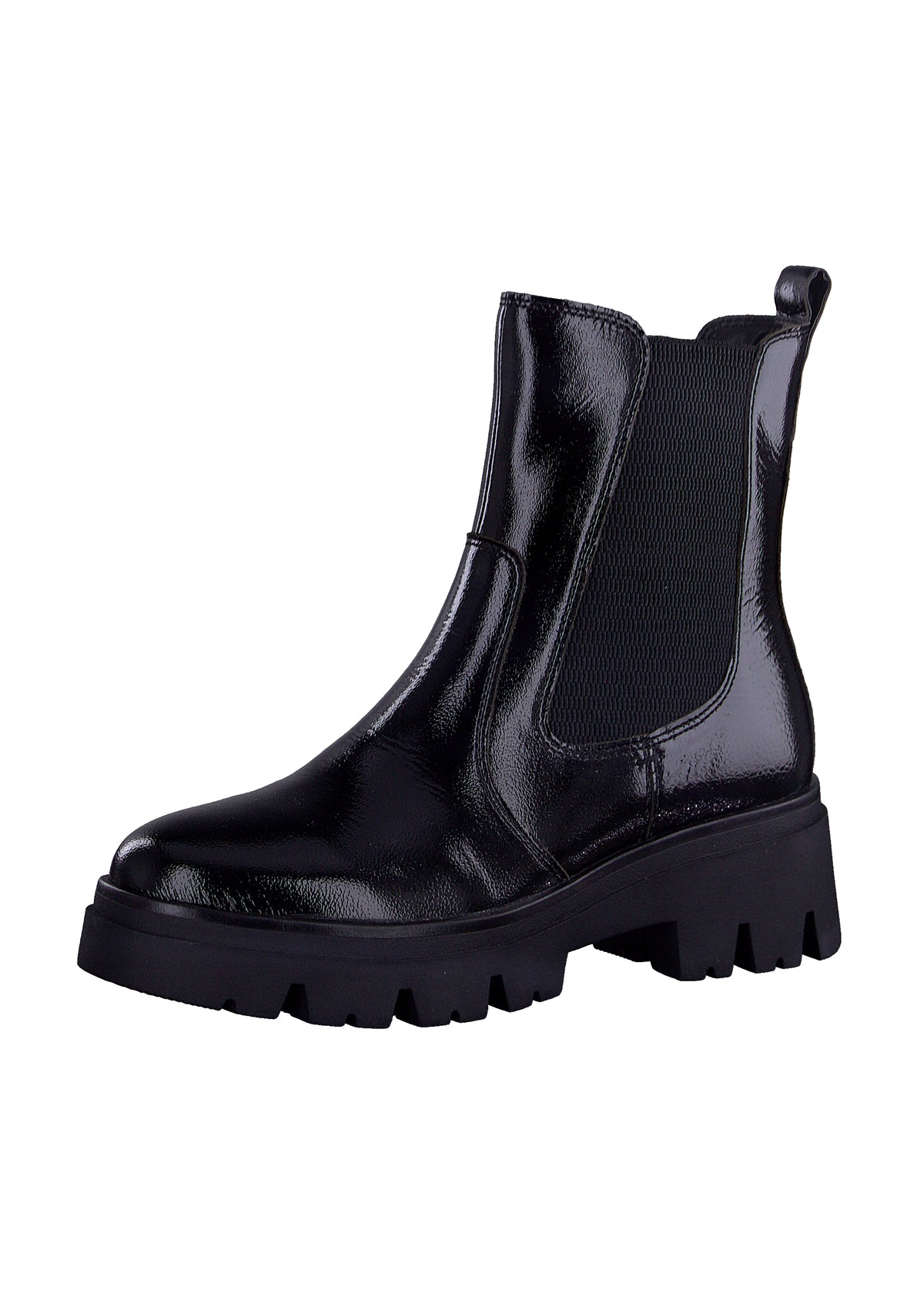 Chelsea ankle boots with a thick sole - black patent leather