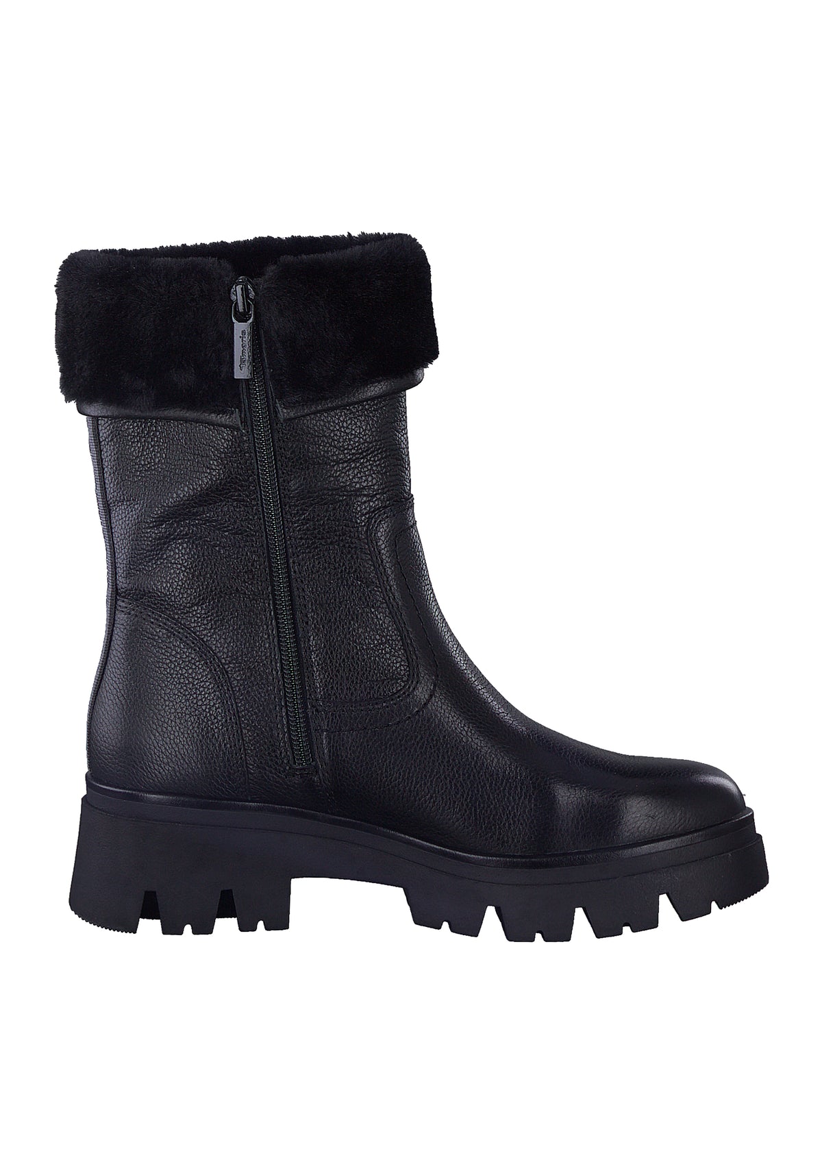 Winter ankle boots with a thick sole - black, tex membrane