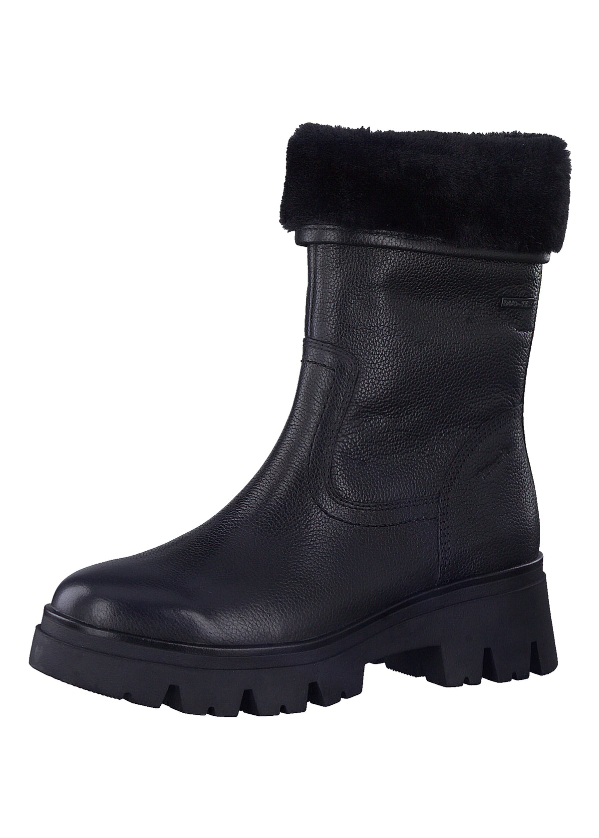 Winter ankle boots with a thick sole - black, tex membrane