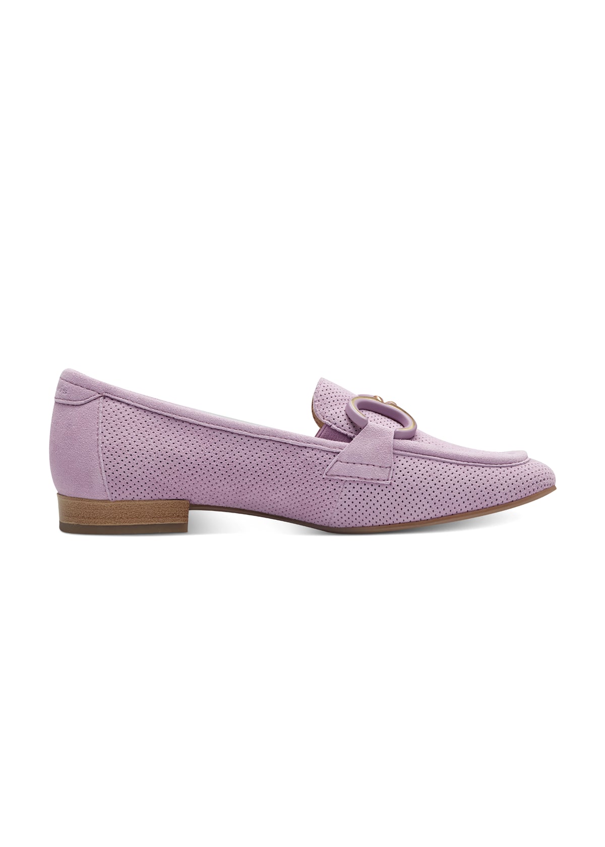 Loafers - light purple perforated leather, buckle decoration