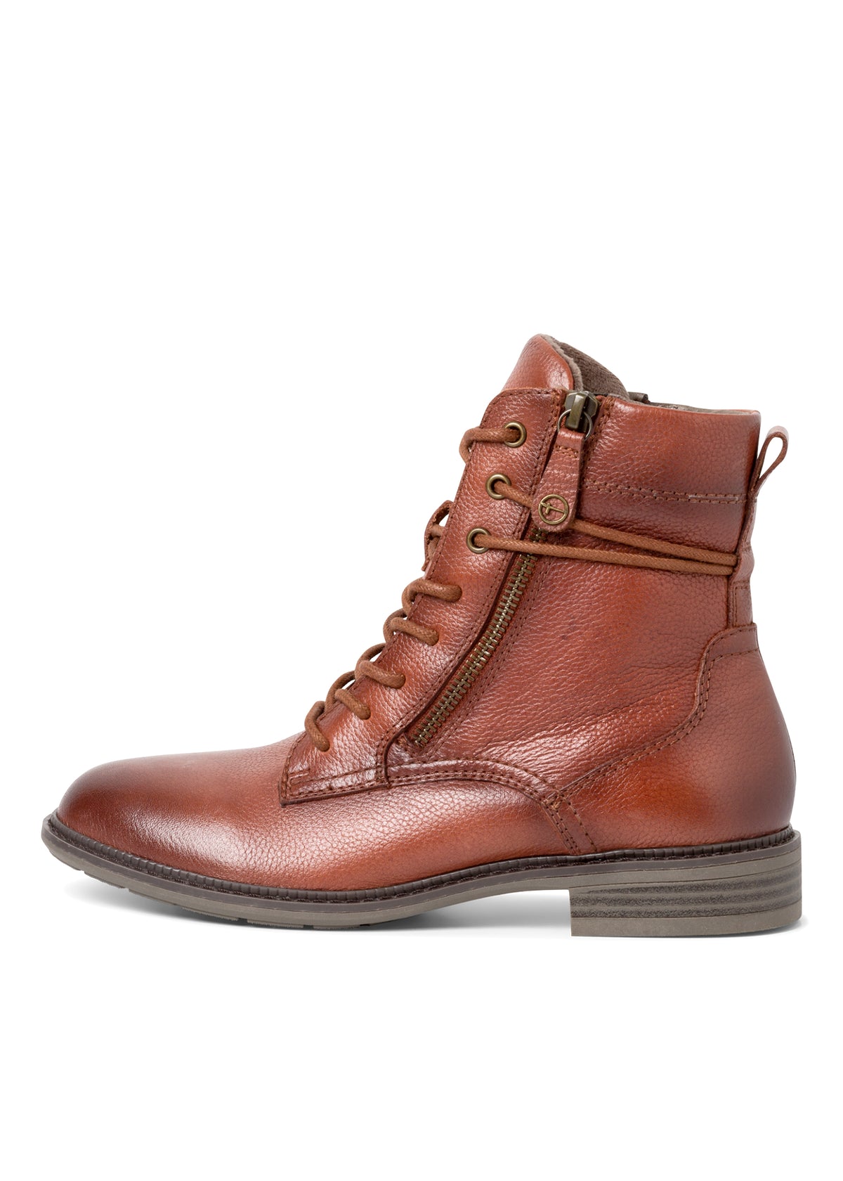 Ankle boots with a low heel - cognac brown