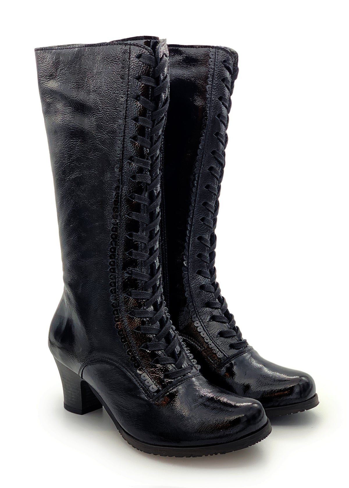 Heeled boots - Linnea, black patent leather