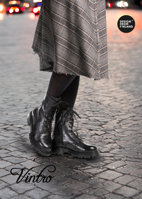 Ankle boots - Sanni, black leather, wide width