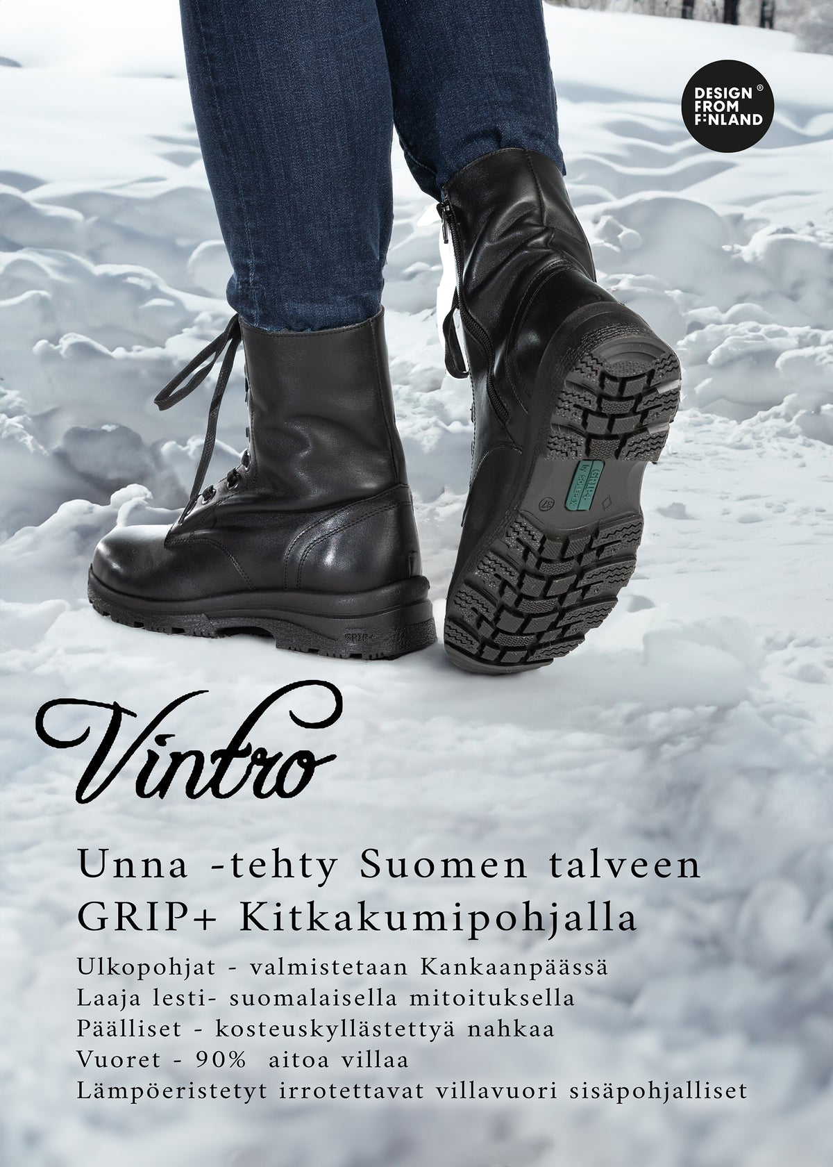 Winter boots with wool lining - Unna, black leather