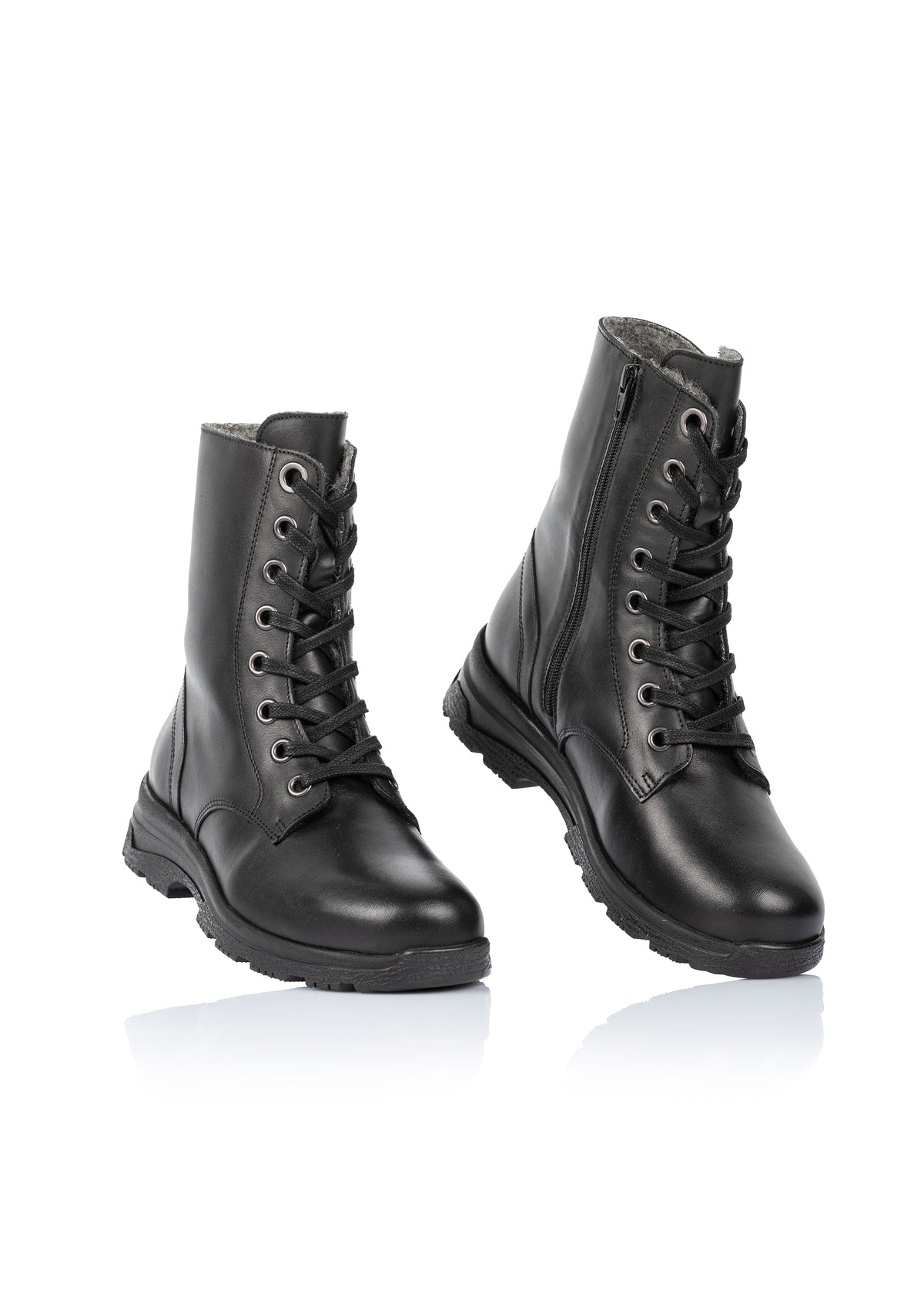 Winter boots with wool lining - Unna, black leather