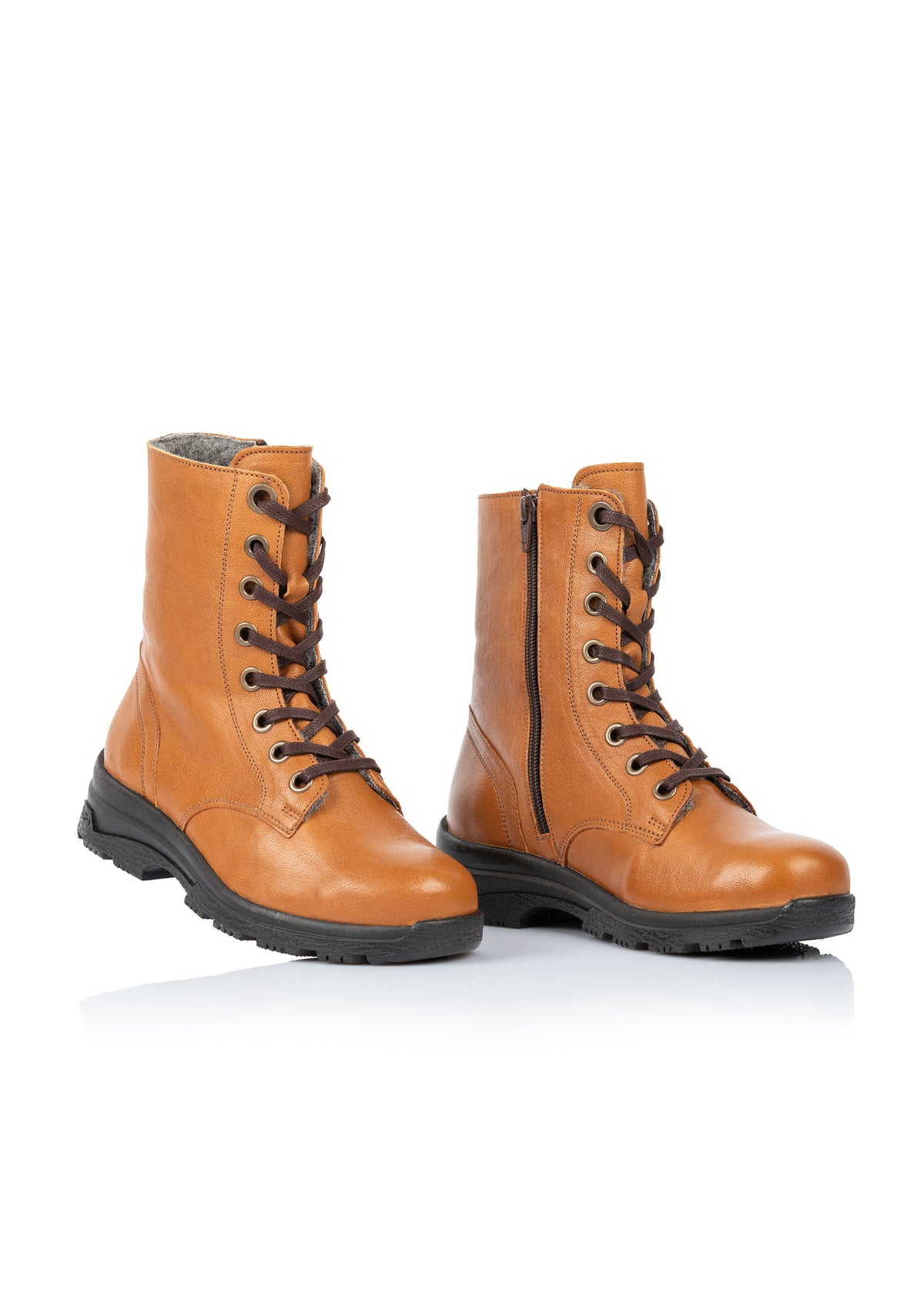 Talvikengät villavuorella - Unna, konjakinruskea nahka