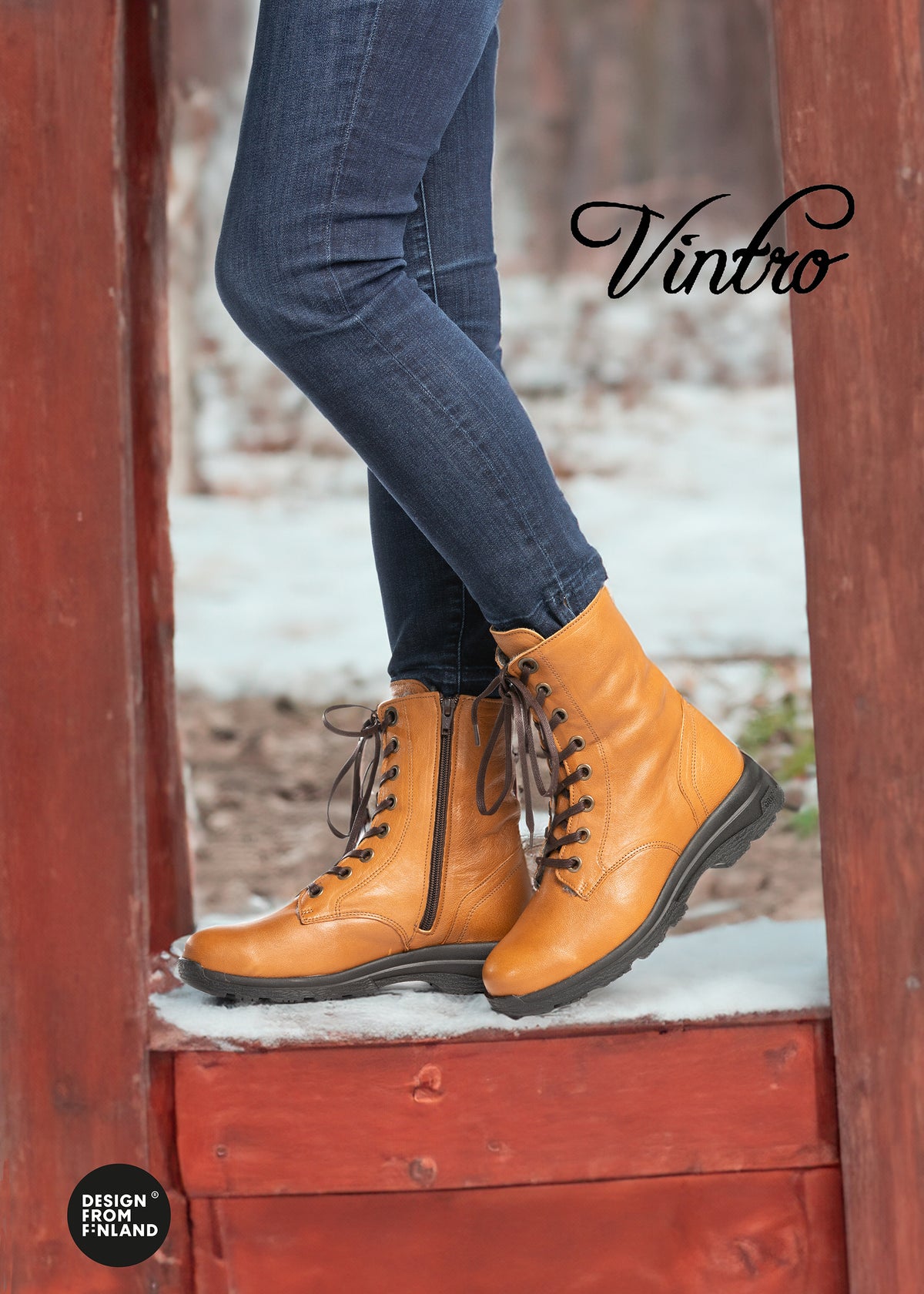 Talvikengät villavuorella - Unna, konjakinruskea nahka