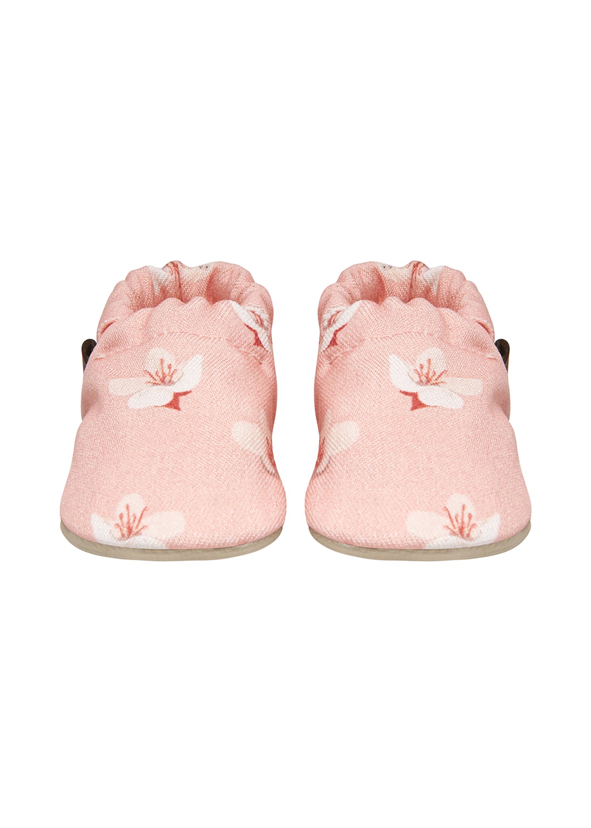 Children's slippers - pink fabric, light flowers