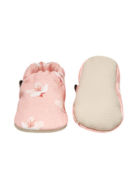 Children's slippers - pink fabric, light flowers