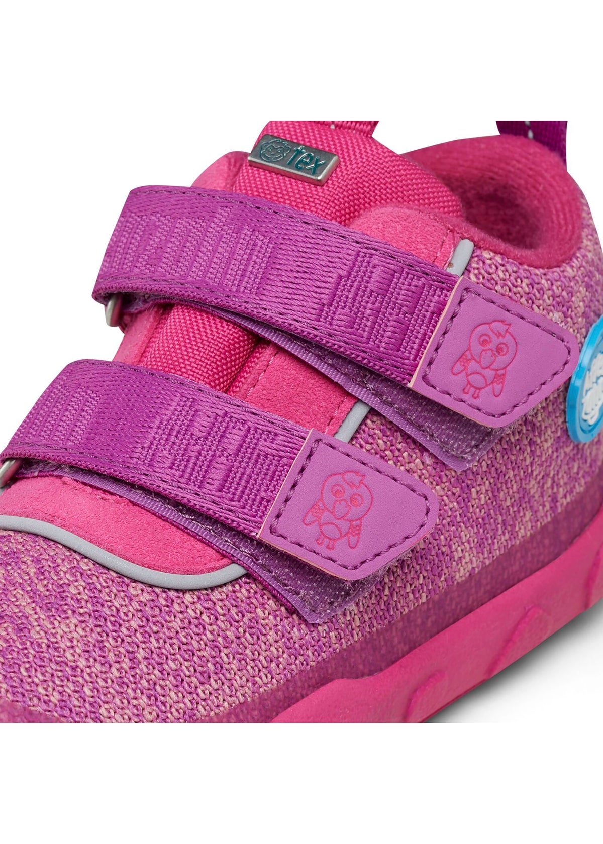 Children's barefoot shoes - Happy Knit Flamingo, mid-season shoes with TEX membrane - pink