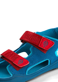 Lasten Shark-paljasjalkasandaalit - Sandal Microfibre Airy, sininen, punaiset tarrat, vegaaninen