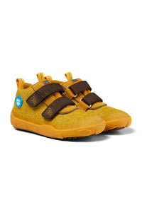 Children's barefoot shoes - Happy Knit Tiger, mid-season shoes with TEX membrane - yellow